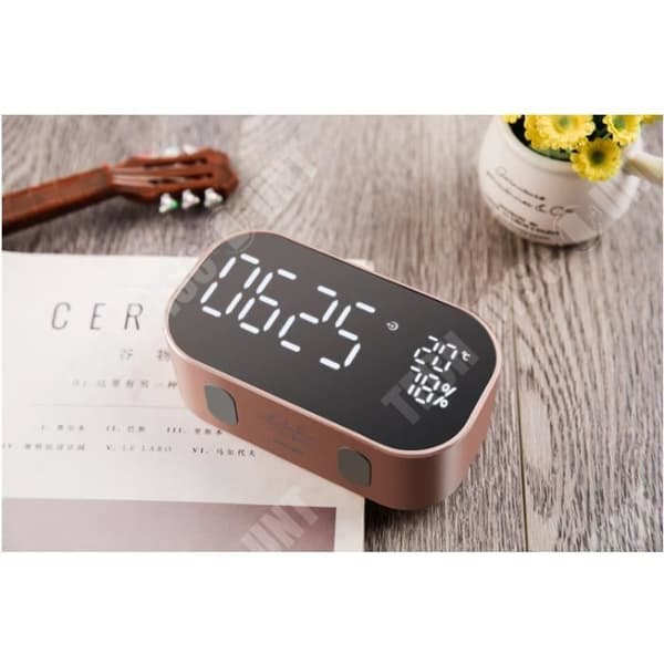 TD® Dual Speaker Mirror Bluetooth-högtalare FM-stativ Klocka Bluetooth-musikhögtalare