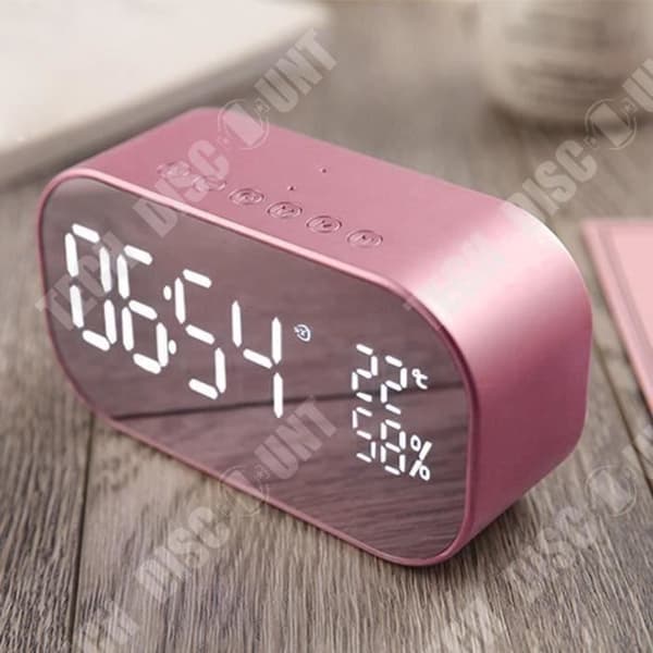 TD® Dual Speaker Mirror Bluetooth-högtalare FM-stativ Klocka Bluetooth-musikhögtalare