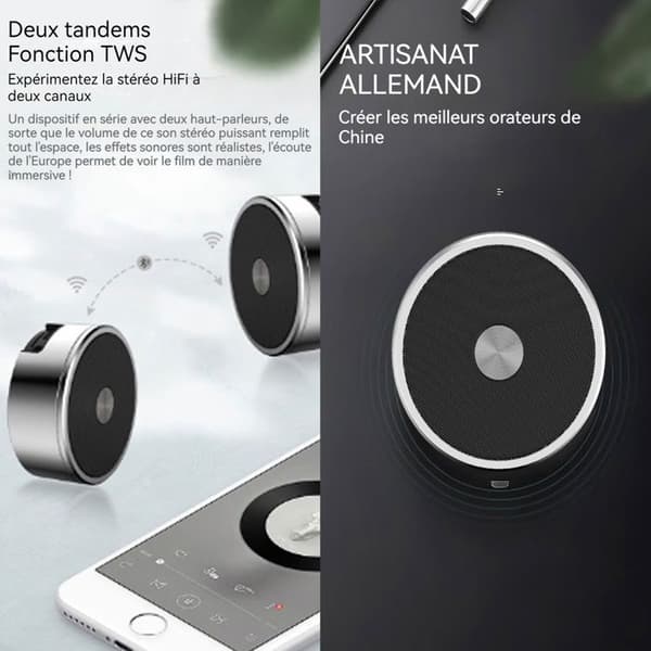 TD® MINI BLUETOOTH-HÖGTALARE - MP3-SPELARE VIA MICRO-SDHC 32GO MAX FÖR TELEFON, PLATTOR... (SILVER)