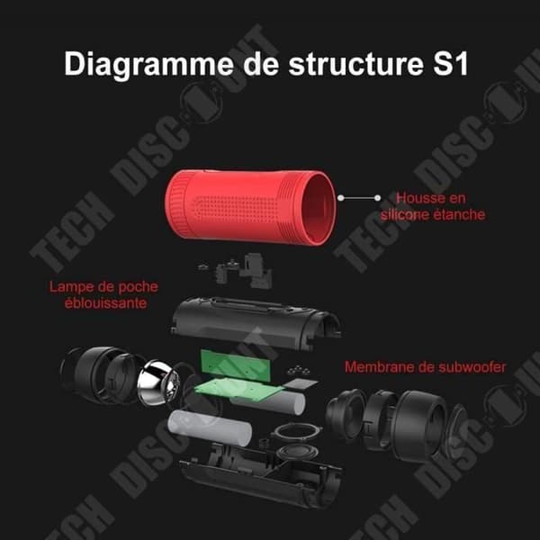 TD® Bluetooth-högtalare med cykelfäste, trådlös Bluetooth-högtalare/4000mAh Powerbank/LED-ljus/24h Autonomy Supply