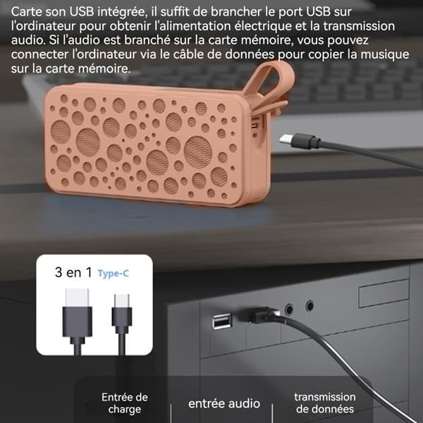 Bluetooth-högtalare - INN - Modell 1200mAh - Vattentålig IPX5 - Bluetooth 5.3 - Handsfree