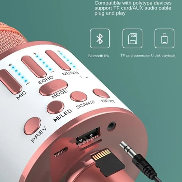 TD® Trådlös Bluetooth Karaoke Mikrofon Bärbar LED Inbyggd mikrofonhögtalare