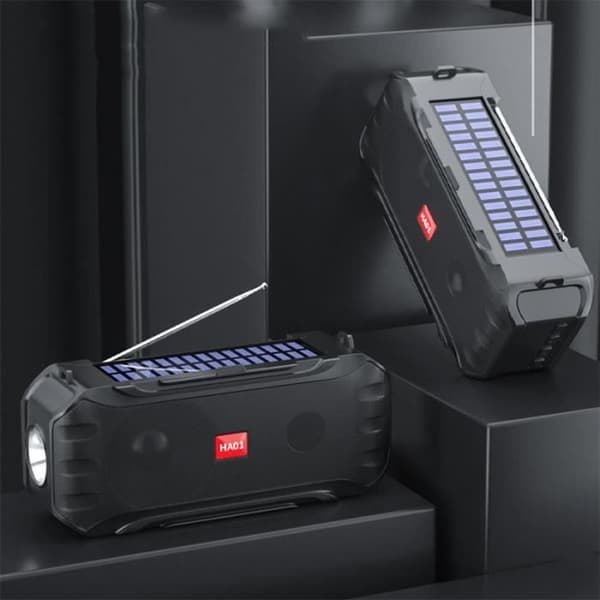 Multifunktionell solcells trådlös bluetooth-högtalare FM-radio bärbar ficklampa utomhussport bluetooth-högtalare