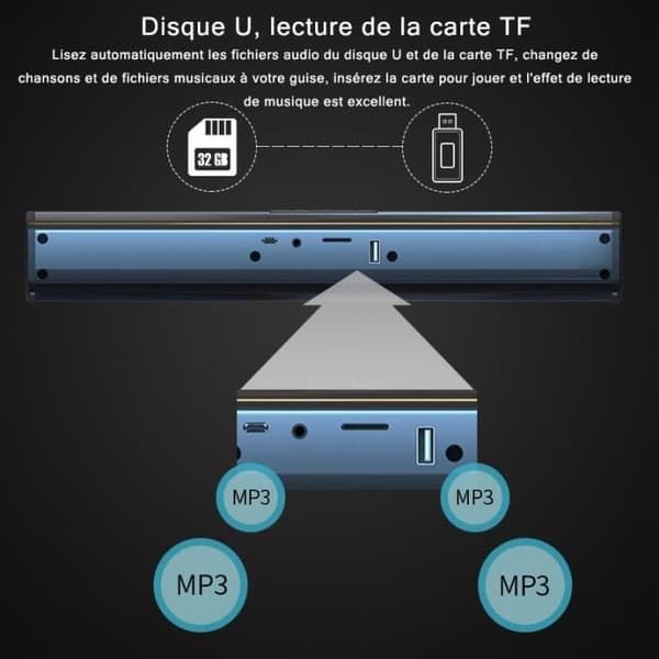 TD® Trådlös Bluetooth Stereohögtalare Bluetooth-högtalare med USB och Micro SD-port 3D Surround Sound Bluetooth-högtalare 4