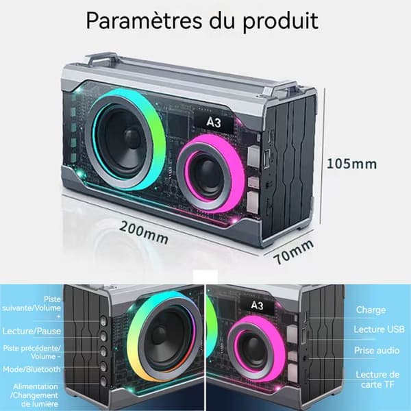Bluetooth-högtalare - TD® - Pulse 7 - 10W - Karaokemikrofon - RGB-belysning