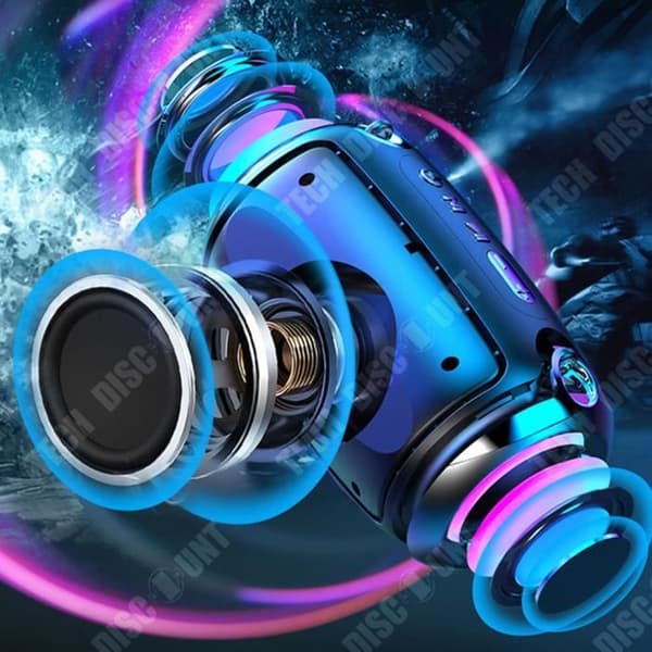 TD® Bärbart bluetooth ljud kreativt kort trådlös utomhus subwoofer billjud liten stålkanon bluetooth högtalare svart