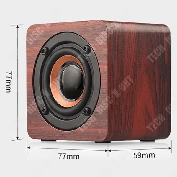 TD® trådlös Bluetooth-högtalare, Wood Grain, Portable Subwoofer, Creative Square, Mini Small Retro-högtalare