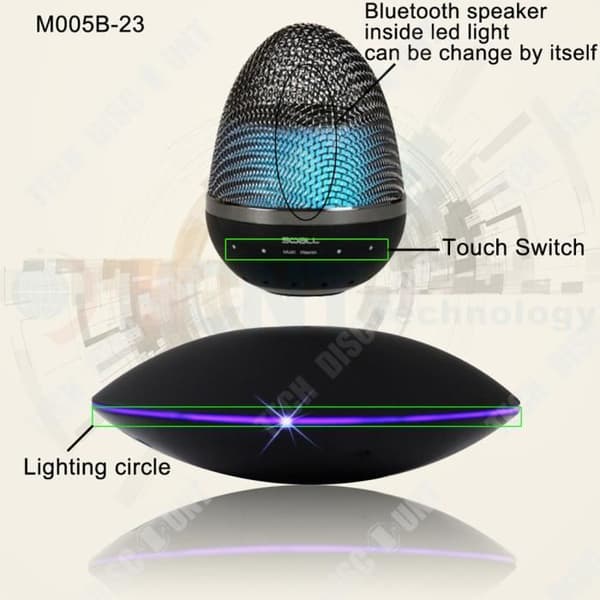 Bluetooth-högtalare - TD - Magnetisk svävning - Svart - Glasfiber - LED
