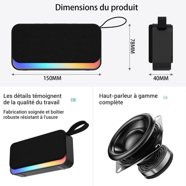 TD® Bluetooth-högtalare ny dubbel rektangulär högtalare Bluetooth-ljud trådlös subwoofer bärbar korthögtalare