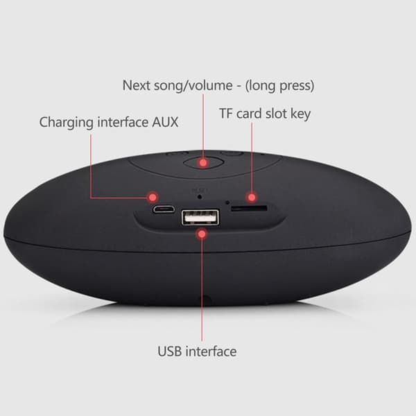 TD® mini bärbar högtalare kraftfull vattentät oval smartphone bluetooth usb svart röd högtalare handsfree samtal usb telefon