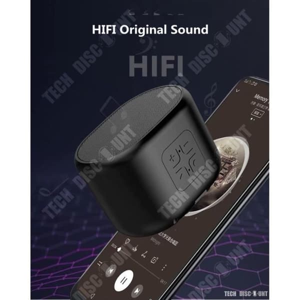 TD® Mini Bärbar trådlös Bluetooth-högtalare med TF-kort/Mini Bluetooth-högtalare Svart/Bra Bluetooth-kompatibilitet