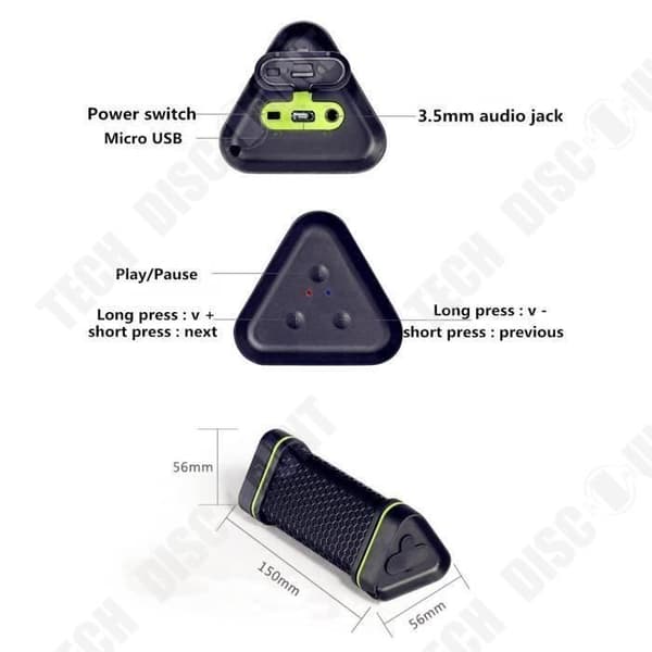 TD® Triangle Bärbar Bluetooth-högtalare Vattentät och Dammtät - Bärbar Högtalare Camping Vandring