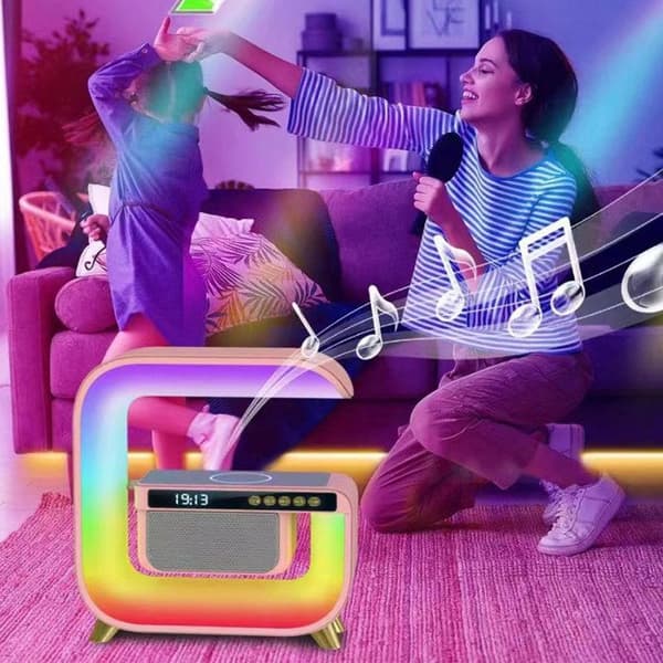 TD® Bluetooth-högtalare 1500MAh (18650) Väckarklocka med timer 10W trådlös laddare