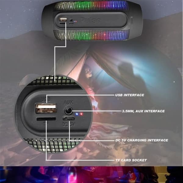 TD® Bärbar Bluetooth-högtalare Trådlös musikhögtalare Kraftfull lysande subwoofer Flerfärgad stereomikrofon 360°