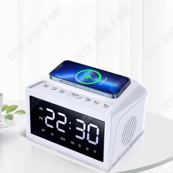 TD® Bluetooth-högtalare 1000 mAh Dubbel väckarklocka Trådlös laddning 10 W Stöder TF-kort U-driv