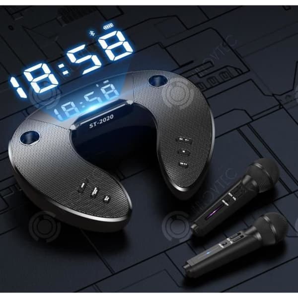 I® trådlös mikrofon bluetooth högtalare utomhus familj karaoke bärbar mikrofon högtalare telefon stativ klocka högtalare