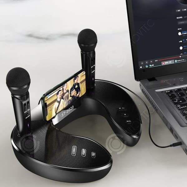 I® trådlös mikrofon bluetooth högtalare utomhus familj karaoke bärbar mikrofon högtalare telefon stativ klocka högtalare