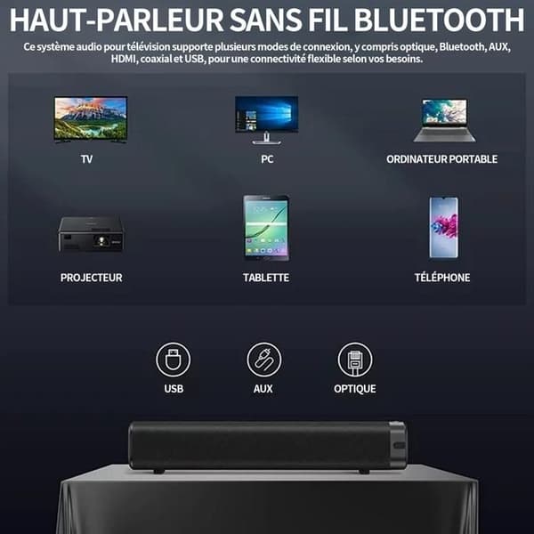 Bluetooth-högtalare - TD® - Minihögtalare - 30W - Svart - LED med inbyggd mikrofon