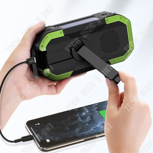 TD® Utomhus solenergi nödsituation trådlös Bluetooth-högtalare ficklampa handvev multifunktionell ljudeffektgenerering