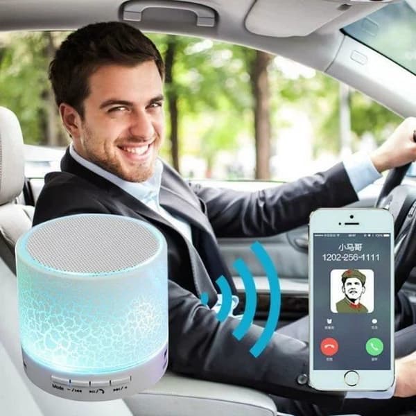 Blå Mini Bärbara Högtalare LED Bluetooth Högtalare Trådlös Handsfree med TF USB FM