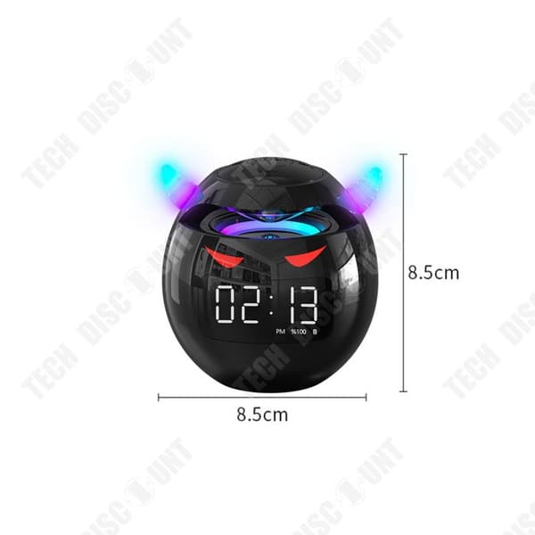 TD® Black Bluetooth Speaker Little Devil Bluetooth Speaker Clock Alarm Clock Speaker Mini Subwoofer Plug-in Card