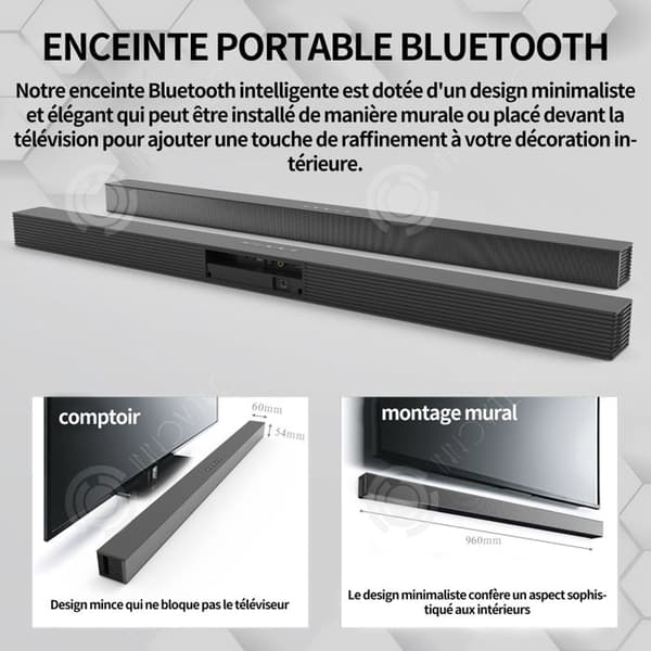 INN Bluetooth-högtalare smart trådlös bluetooth-högtalare 4 högtalare 10m 5.0 bluetooth 2402MHz-2480MHz 960x60x54mm 15v svart