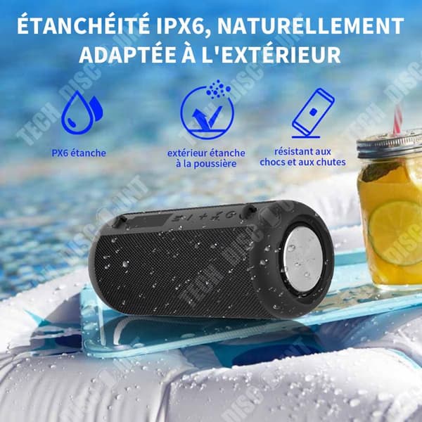 TD Bluetooth-högtalare Trådlös Bluetooth 5.0-högtalare 20W Vattentät Utomhus Bärbar Subwoofer Sport Hifi Stereoljud 3600mAh