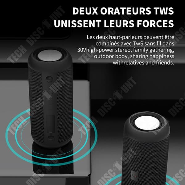 TD Bluetooth-högtalare Trådlös Bluetooth 5.0-högtalare 20W Vattentät Utomhus Bärbar Subwoofer Sport Hifi Stereoljud 3600mAh