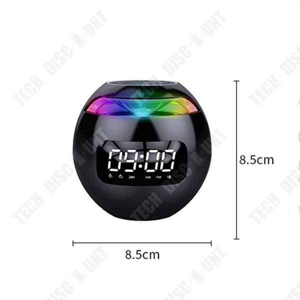 TD® Bluetooth-högtalare Färgglad klocka Väckarklocka Present Bluetooth-högtalare Mini Portabelt plug-in-kort Liten bashögtalare Svart