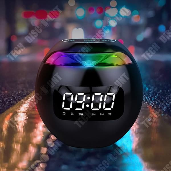 TD® Bluetooth-högtalare Färgglad klocka Väckarklocka Present Bluetooth-högtalare Mini Portabelt plug-in-kort Liten bashögtalare Svart