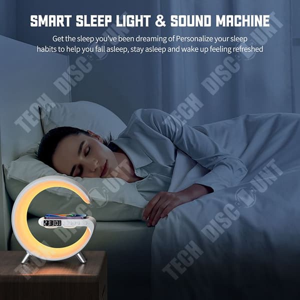 TD® trådlösa Bluetooth-högtalare Ambient Lights Nattljus med trådlös laddningstimer Trådlösa Bluetooth-högtalare