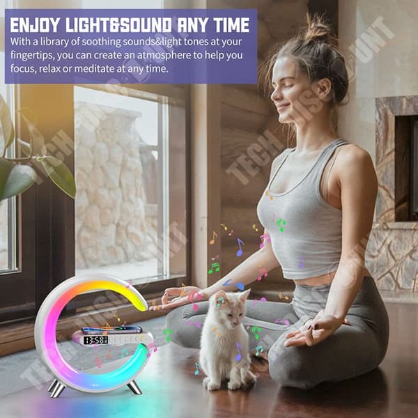 TD® trådlösa Bluetooth-högtalare Ambient Lights Nattljus med trådlös laddningstimer Trådlösa Bluetooth-högtalare