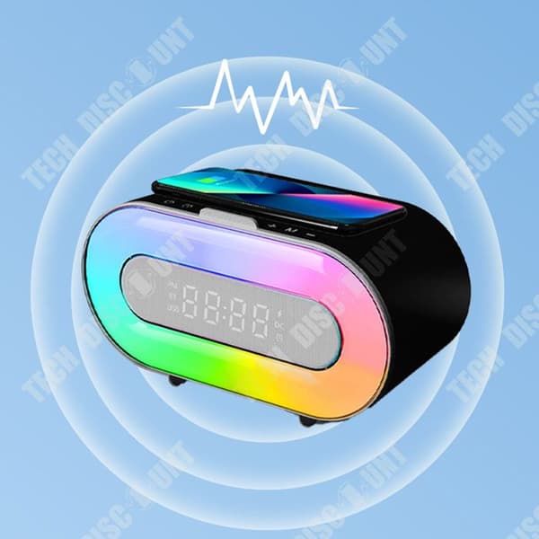 TD® Bluetooth-högtalare Kontrabas Bländande Colorful Atmosphere Light Trådlös laddare Mobilhållare Allt-i-ett