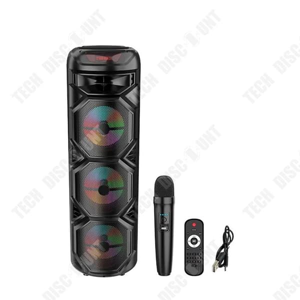 TD 60 W Bluetooth 5.0-högtalare Upplyst bärbar karaoke-högtalare med mikrofon PA-högtalare Trådlös utomhus stereohögtalare