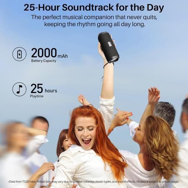Bluetooth-högtalare - TOZO - PA2 - Vattentät IPX8 - Dubbel Dynamisk Spole - Handsfree