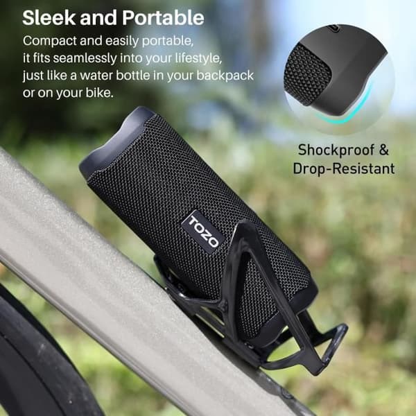Bluetooth-högtalare - TOZO - PA2 - Vattentät IPX8 - Dubbel Dynamisk Spole - Handsfree