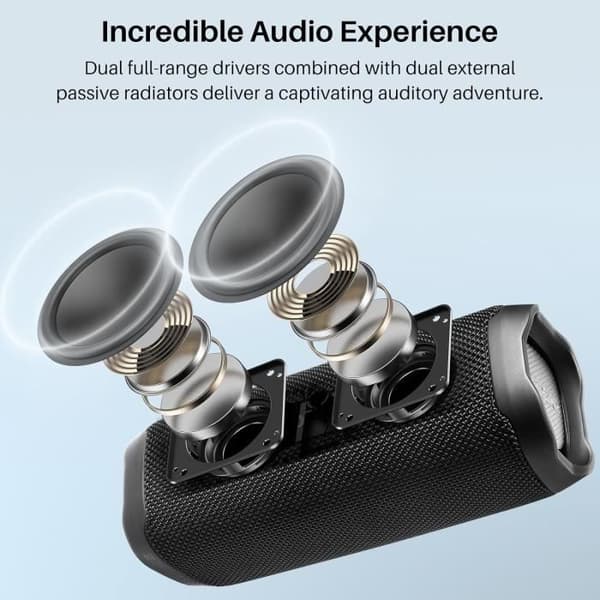 Bluetooth-högtalare - TOZO - PA2 - Vattentät IPX8 - Dubbel Dynamisk Spole - Handsfree