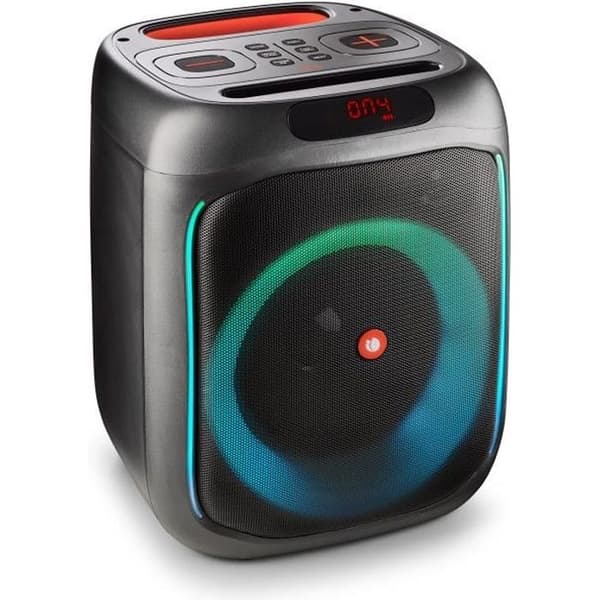 NGS Wild Swag: Bärbar högtalare kompatibel med Bluetooth och TWS-teknik. 10 timmars batteritid, LED-lampor, BAT-USB-AUX Svart