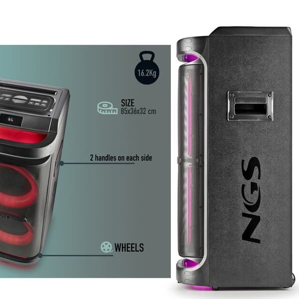 Bärbar högtalare - NGS - Wild Space 2 - Bluetooth 5.3 - 2000W - TWS trådlös stereo