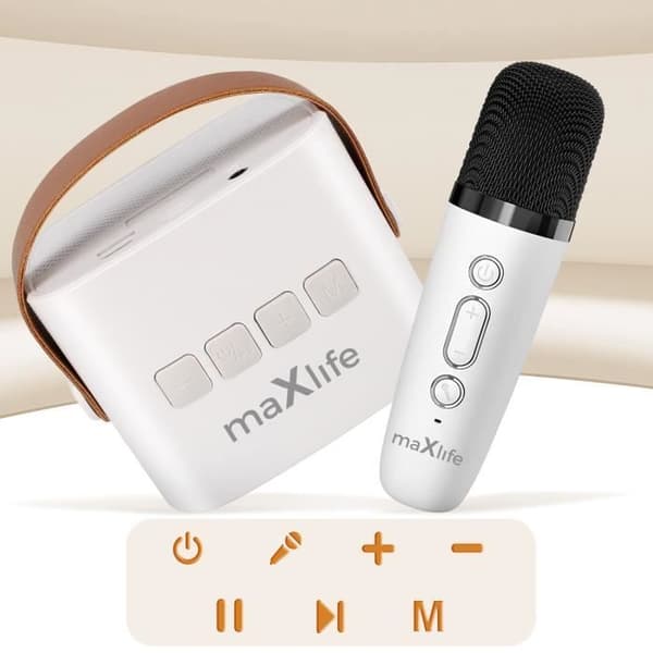 Bluetooth-högtalare med mikrofon Bärbar 5 timmars batteritid Maxlife Vit