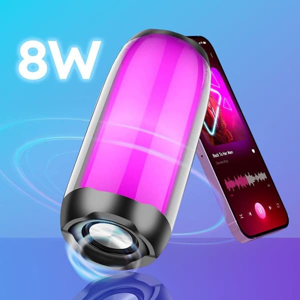 Bluetooth-högtalare LED RGB Multifärgad Vattentät IPX6 Kraftfullt ljud 8W LinQ Svart