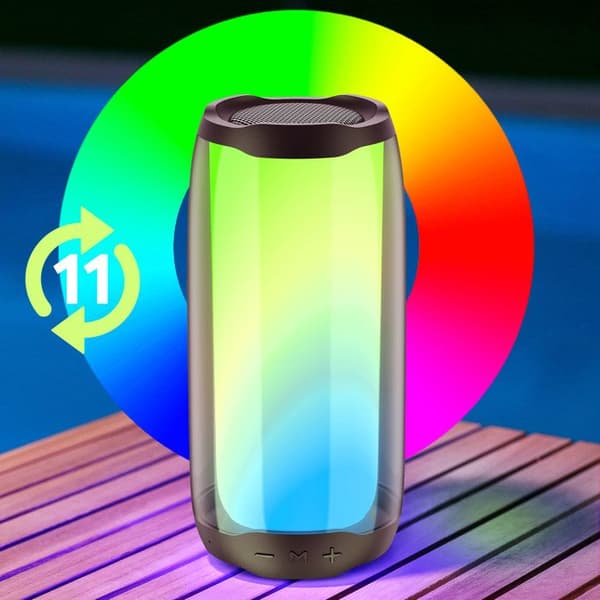 Bluetooth-högtalare LED RGB Multifärgad Vattentät IPX6 Kraftfullt ljud 8W LinQ Svart
