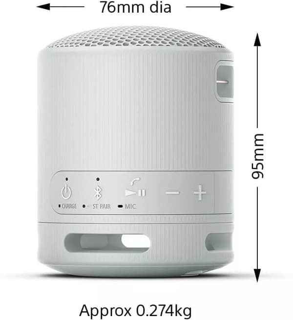 Sony SRS-XB100 - Trådlös Bluetooth, bärbar, lätt högtalare - Grå