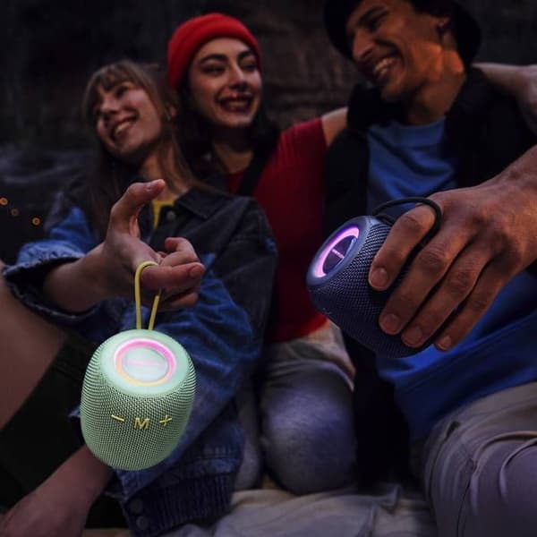 Bloom – Bluetooth-högtalare (Bluetooth 5.3, 18 timmars batteritid, IPX6, True Wireless, 100 % återvunnen plast, LED-belysning)
