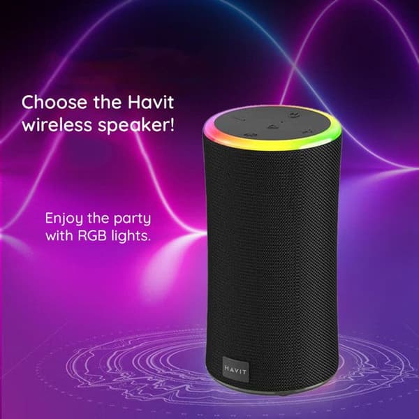Trådlös Bluetooth 5.3 bärbar högtalare, RGB-ljus, IPX6, 2000 mAh - Havit (SK833BT) - Svart