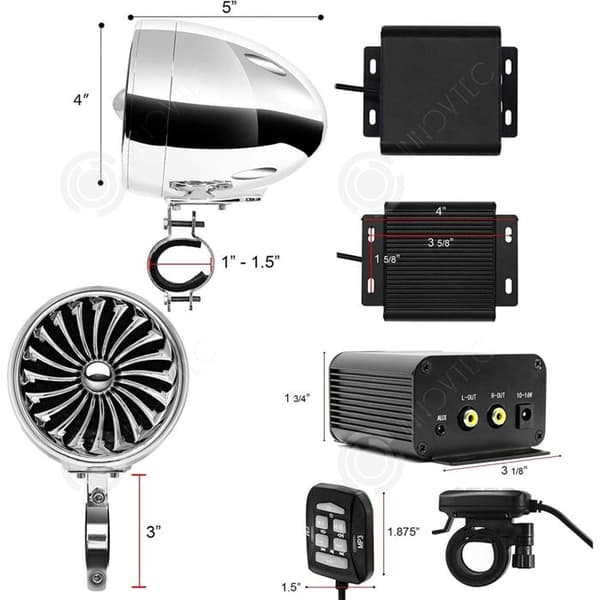INN Motorcykel Bluetooth-högtalare 2ST 4 tum dubbelkanal högkvalitativt ljudmotorcykelhögtalare motorcykels stereo ljudsystem