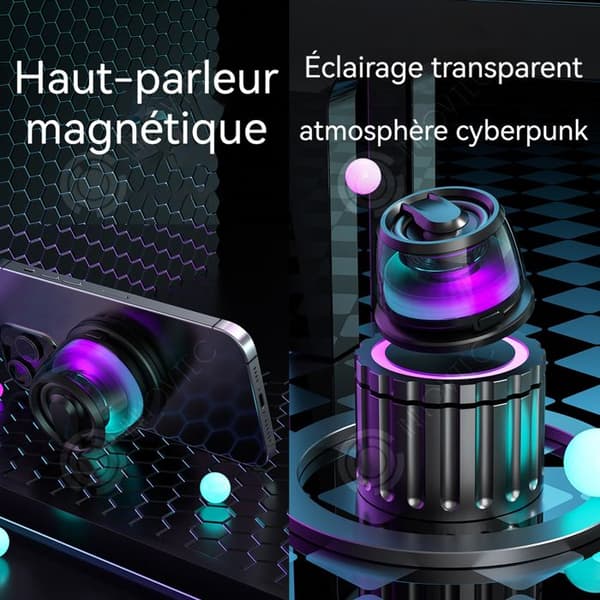 INN Bluetooth-högtalare 5,7x5,7x3,9cm 250Hz-20kHz bluetooth 5.3 mini högtalare med magnet och färgglad ljuseffekt