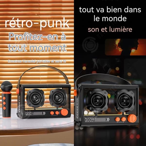 INN Bluetooth-högtalare 1500mAh 10W bluetooth 5.2 trådlös högtalare retro bluetooth med mikrofon portabel karaoke-maskin