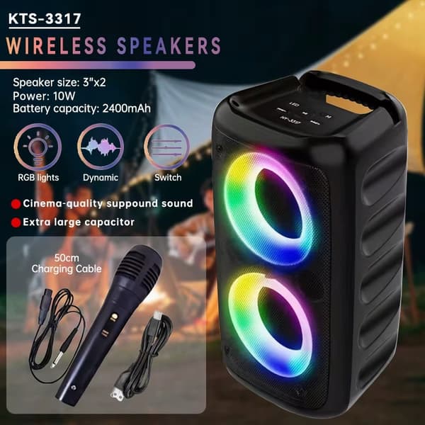 LANGATON BLUETOOTH-KAIUTIN XXL-PILAARIJUHLAKARAOKE BOOMBOX-MIKROFONI