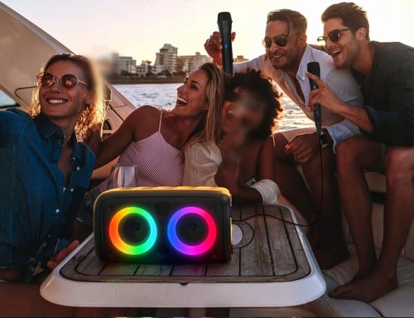 LANGATON BLUETOOTH-KAIUTIN XXL-PILAARIJUHLAKARAOKE BOOMBOX-MIKROFONI